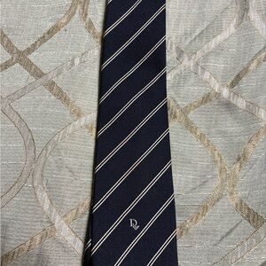 Vintage Christian Dior Navy Blue Striped Tie